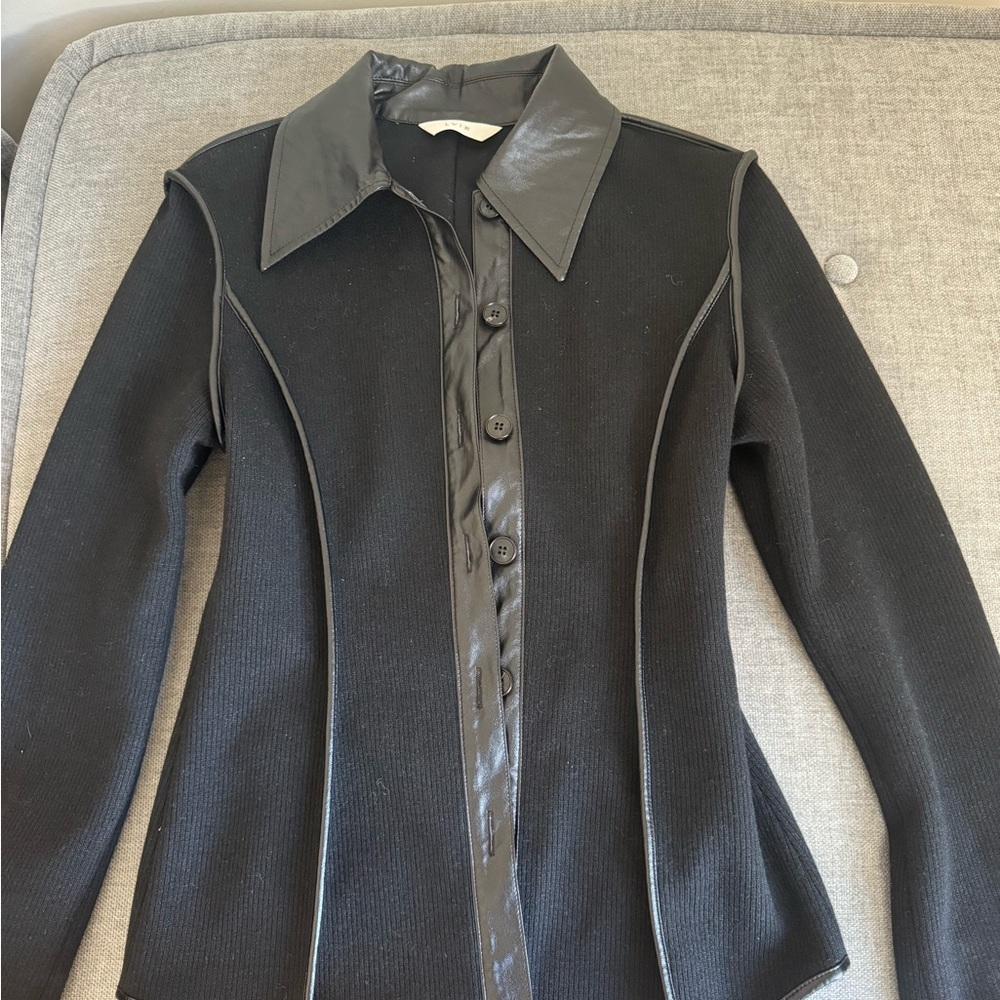 LVIR faux leather and knit contrast cardigan sizeS